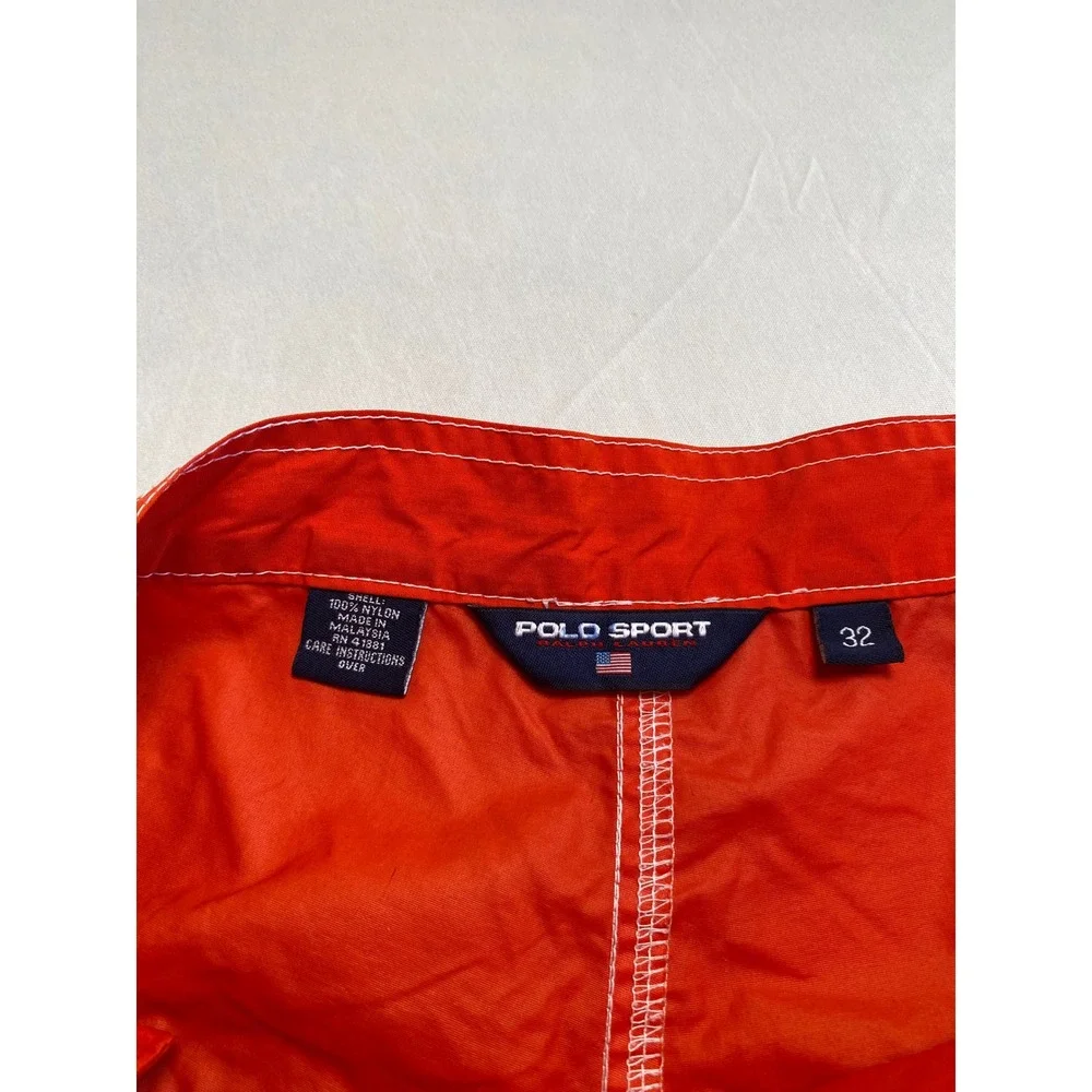 Polo Sport Ralph Lauren Orange Blue Striped Board Shorts Mens 32 Vintage Trunks